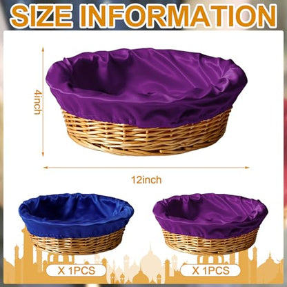FillTouch 2 Pcs 12 Inches Round Offering Baskets for Church, Purple,Blue - color: Purple,Blue