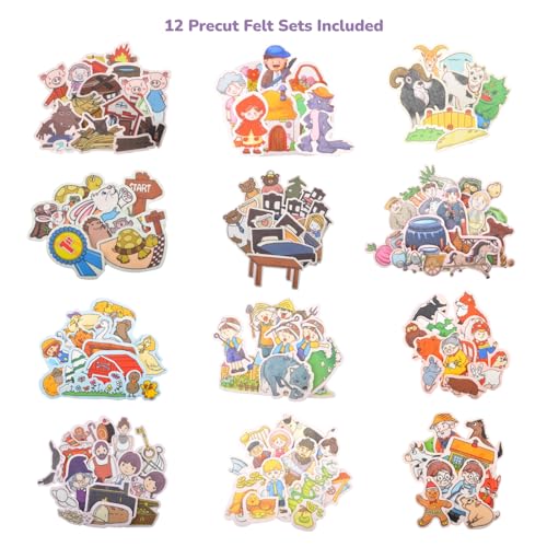 CHEFAN 12 Pack Felt Board Story Sets, Flannel Board Stories for Classroom - color: Fairy-tales-12pack-c