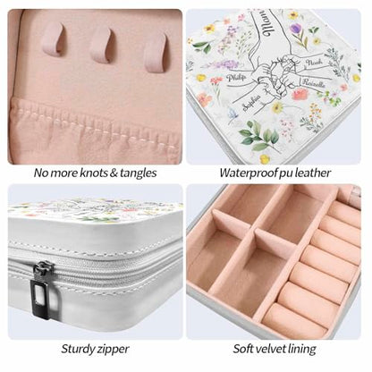 Artsadd Custom Mothers Day Birthday Gifts for Mom Grandma, Personalized Jewelry Box with Kids Name, Portable Small Travel Jewelry Organizer Case, Mom Gifts from Daughter Son, Grandma Gifts - color: Mother-1