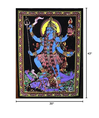 Lungta Imports Huge Cotton Fabric Goddess Kali 43" X 30" Tapestry