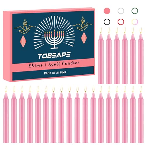 Tobeape 24 Pack Pink Spell Chime Candles, 4" Unscented Mini Taper Candles - color: Pink, size: 4 inch Taper Candle-24pcs