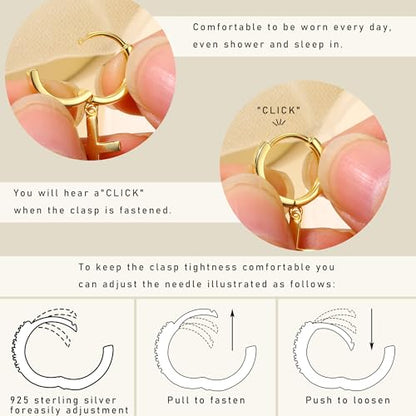 MILACOLATO 925 Sterling Silver Dangle Earrings for Women Hypoallergenic - color: gold-cross