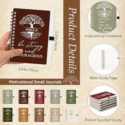 Kosiz 100 Pcs Bible Verse A6 Spiral Notebooks Bulk with Pens, Retro Color - color: Retro Color