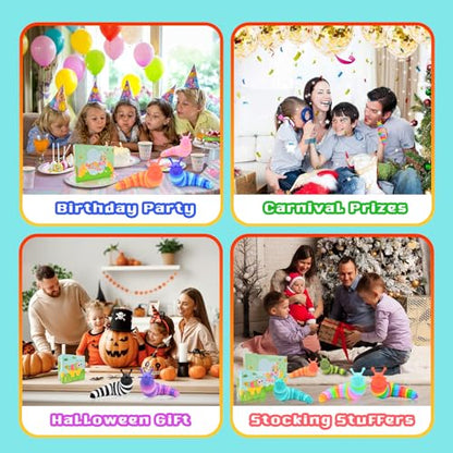 Cevioce 4Pcs Party Favors - Fidget Toys Slugs for Students & Classroom Prizes - Goodie Bag Stuffers for Kids 3-5 Easter Gifts for Boys Girls Easter Basket Stuffers for Kids Toddlers B - style: 4PCS - B -Medium Size