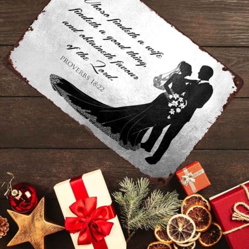 Wedding Couple Bible Verse Metal Sign 8 x 12 Inch