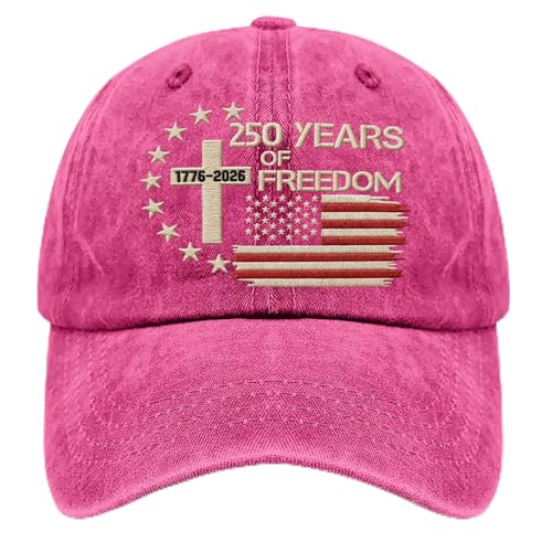 US 250th Anniversary Hat, Patriotic Embroidered Cap, 1776-2026 Freedom Celebration, 250 Years American History Gift Patriots - color: Us 250 Years Freedoms 1776-2026 250th Birthdayrose Red Color1