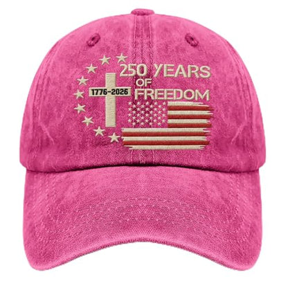 US 250th Anniversary Hat, Patriotic Embroidered Cap, 1776-2026 Freedom Celebration, 250 Years American History Gift Patriots - color: Us 250 Years Freedoms 1776-2026 250th Birthdayrose Red Color1