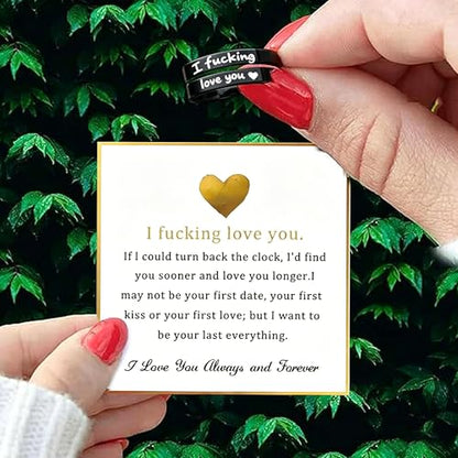 Faith Over Fear Cross Inspirational Rings for Women Daughter, Christian Blessed Hope Love Encouragement Rings Adjustable Open Tiny Purity Wrap Thumb Cross Ring Jewelry Graduation Cocktail Party - color: Fcking Love You Black