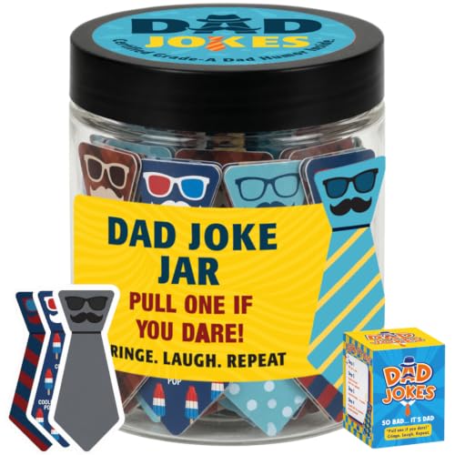 DEARMINE 60 Dad Jokes Jar, Funny Dad Birthday Gift, Gag Gifts for Men - color: Dad Jokes