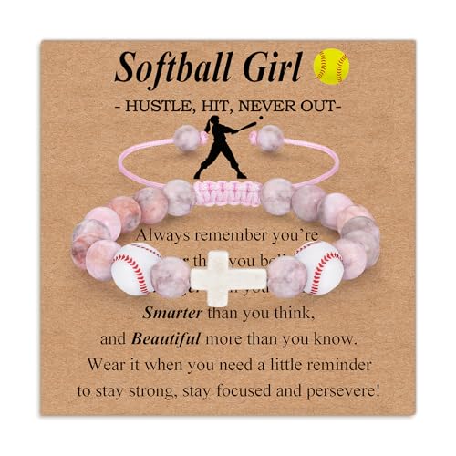 Bracelets for Girls Cross Soccer Bracelets Birthday Gifts for Girl - color: 5# Softball Girl