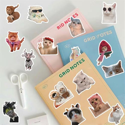 200 PCS Holographic Cat Stickers Pack, Kawaii Cat Meme Stickers Funny Kitten Sticker for Water Bottles Laptop Luggage Suitcase, DIY Waterproof Vinyl Decals Gifts for Adults - style: 200 PCS Holographic Cat Meme Stickers - With Gifts Box