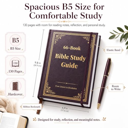 66-Page Bible Study Guides and Devotional Journal with Daily Scripture Quotes, Prayer Prompts, Cross-References, and Reflection Guides - A Comprehensive Year-Long Plan and Christian Gift