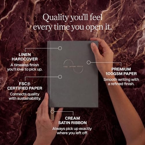 THE INNER VOICE Guided Journal for Women & Men, 365 Prompts for Self Care - color: Charcoal Gray