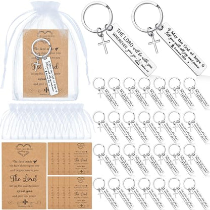 Siifert 50 Set Christian Cross Keychains Bulk Christian Keychain Bible Verse Religious Prayer Gifts for Women Men - color: Strip Style