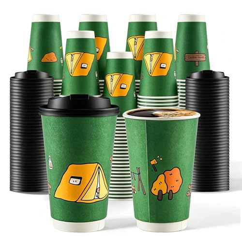 Camping Party Paper Cups, 24 Pack, 16 oz Disposable Cups