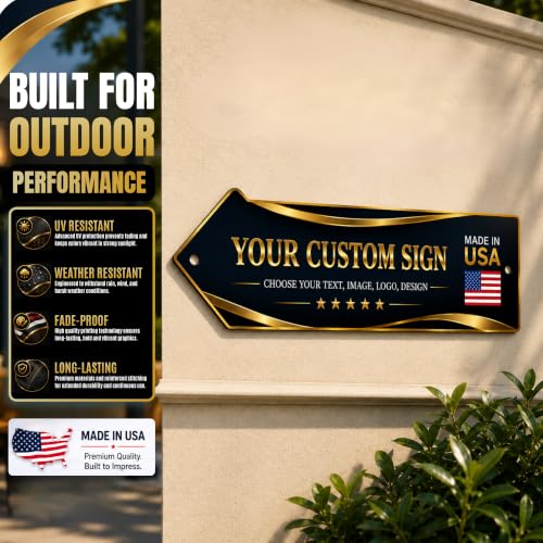 Custom sign outdoor LEFT arrow sign by BCB | direction signs Printed in USA - color: Left Arrow Metal Sign