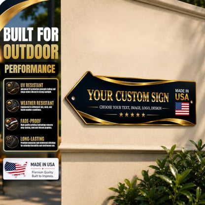 Custom sign outdoor LEFT arrow sign by BCB | direction signs Printed in USA - color: Left Arrow Metal Sign