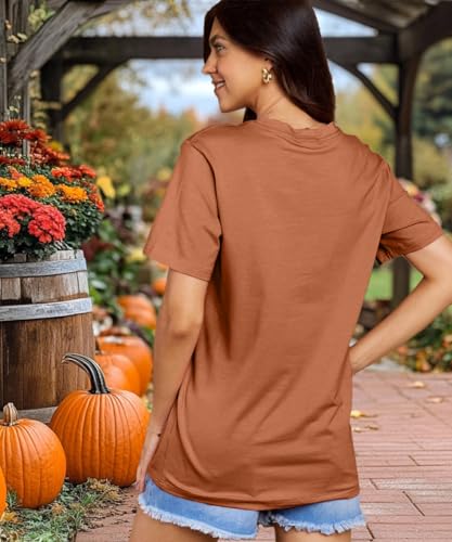 Womens Jesus Graphic Tee Bible Verse Shirts Christian Religious T Shirt Top - color: Burnt Orange-fall, size: Large