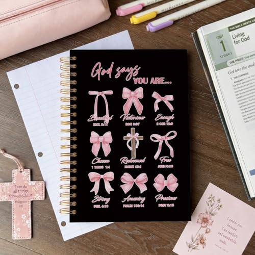 VONTP Bible Black Bow Christian Notebook Journal for Women, 5.5 x 8.3 Inch - color: 001-Black