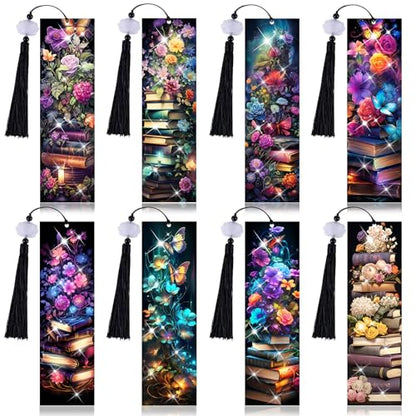 8 Pieces Christian Bible Verse Diamond Art Bookmarks 5d Christian Beaded Bookmark Acrylic Tassel Bookmark for DIY Making Beginners Adults Arts Craft Supplies (Book) - color: Book
