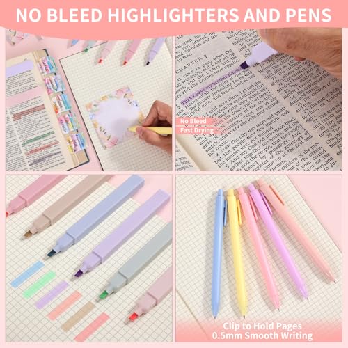 VYRANA Bible Study Supplies Journaling Kit for Women, Bible Study Kit with 11 No Bleed Highlighters and Pens, 1 Sticky Notes of 30 Pages, 1 Index Stickers of 4 Colors, 105 Tabs for Christian Gifts
