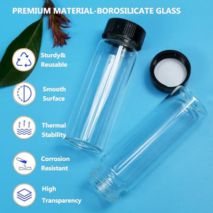 PEKYBIO 100 PCS 30ML Clear Liquid Sample Glass Vials with Screw Caps - size: 30 ml (100 pieces)