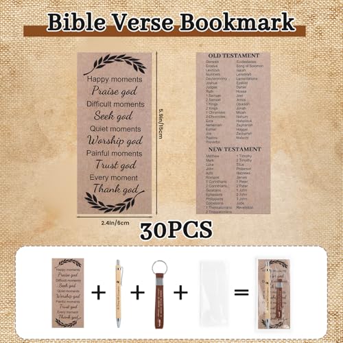 30 Set Christian Gifts Bulk Bible Pens Bible Verse Christian Bookmarks Scripture Keychains Inspirational Pastor Appreciation Sunday School Teacher Church Gifts First Communion Party Favors