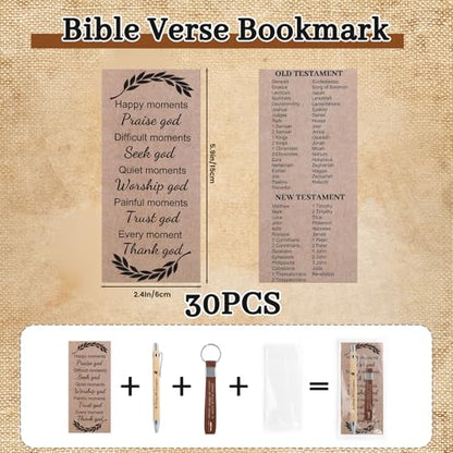 30 Set Christian Gifts Bulk Bible Pens Bible Verse Christian Bookmarks Scripture Keychains Inspirational Pastor Appreciation Sunday School Teacher Church Gifts First Communion Party Favors