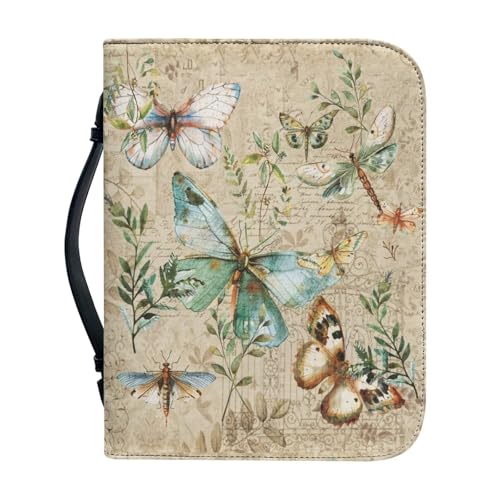 Vintage Butterflies Bible Carrying Tote Bags for Women Bible Cover with Durable Handle Quilted Bible Carrying Case for Girls Book Protector for Book Lovers-size：2XL - color: Butterflies, size: XXL (12.01-9.02in)