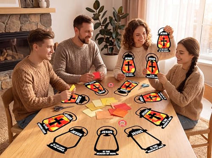 42PCS Sunday School VBS Crafts Bulk: Black Paper Oil-Lamp Nativity Suncatchers,Jesus Religious Christian Classroom Camping Activity DIY Kits Gifts Church Decorations,Window Stained Glass Effect - style: black oil lamp