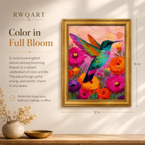 Hummingbird Canvas Wall Art Framed Floral Artwork Home Decor 16x12 Inch - color: Hummingbird Canvas 34, size: 16"L x 12"W