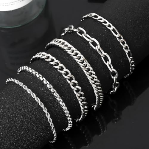 NEWITIN 37 Pieces Silver Jewelry Set for Men Stainless Steel Cross Jewelry - color: Metallic
