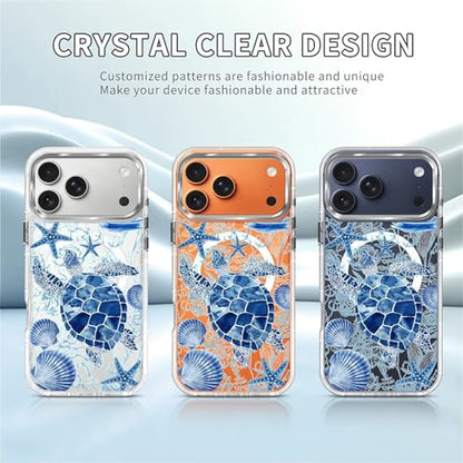 for iPhone 17 Pro Max/iPhone 18 Pro Max Case [Compatible with Magsafe],Girls Women Clear Magnetic Case Silicone Shockproof Protective Cover with Pattern Blue Sailing Sea Turtle - color: Blue Sailing Sea Turtle, size: iPhone 17 Pro Max/iPhone 18 Pro Max