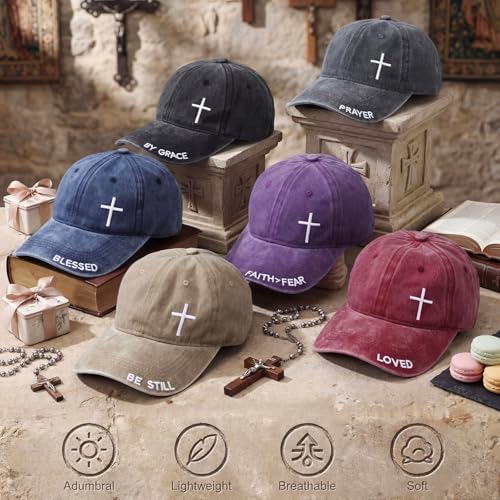 6/12 Pack Christian Hats Bulk for Men Women - style: Cross 1