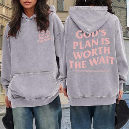 Christian Graphic Hoodies for Women God Bible Verse Oversized Hoodie Religious Letter Print Acid Wash Sweatshirts - color: Gray, size: Small