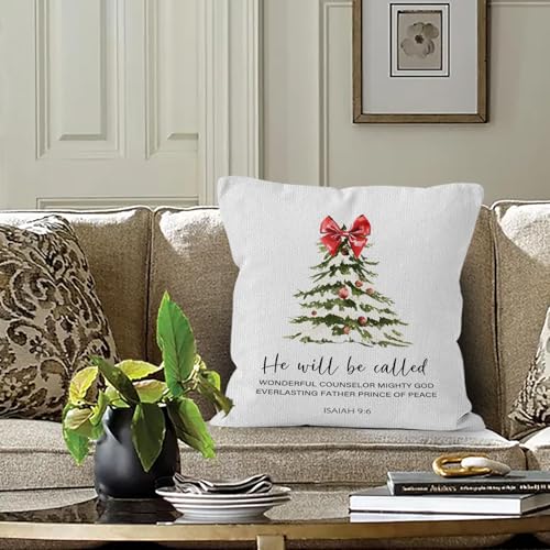 Christian Religious Christmas Isaiah 9:6 Throw Pillow Covers 18x18,Christian Religious Christmas Decor, Bible Verse Scripture Decorative Decorations Pillow Covers for Home Bedroom Couch - color: Isaiah 9:6-green