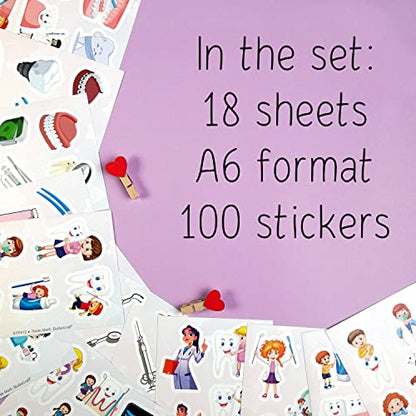 100Pcs Dental Stickers, Dentist for Dental Office, Dentary Office Supplies, Dentary Gifts - color: Dental Stickers