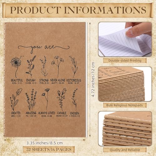100 Pcs Christian Gifts Bulk Mini Christian Wildflower Notebook