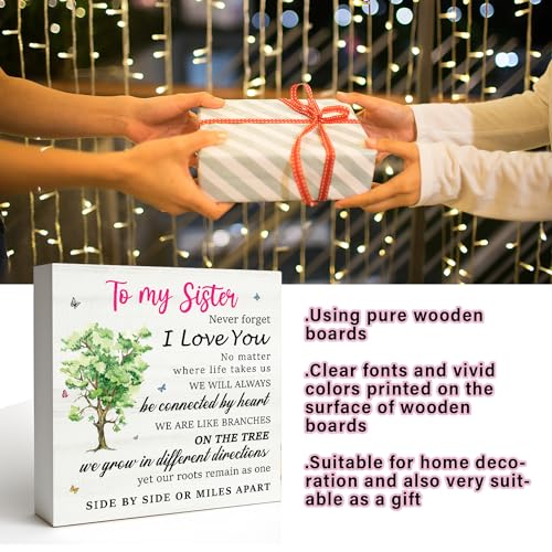 Sister Office Wood Box Sign Decor Desk Sign, To My Sister Birthday Christmas Wedding Gifts for Sister Bestie Gift, Soul Sister Wooden Box Block Sign Home Office Shelf Decoration10PF028