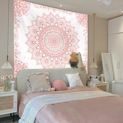 Apdidl Pink Boho Wall Tapestry for Bedroom,Mandala Bohemian Tapestries Girl - color: Boho Pink Tapestry, size: 60"L x 51"W