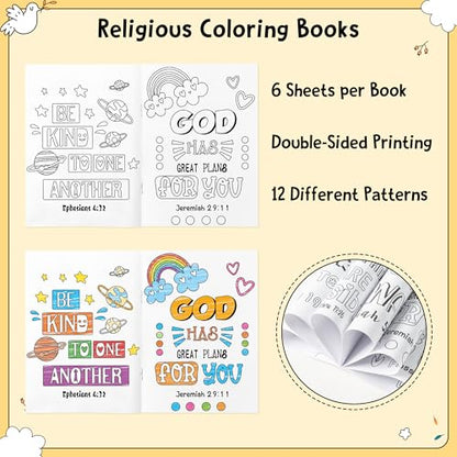 24Pcs Religious Coloring Books Bible Verses DIY Color-in Pages - color: A-bible Style ②