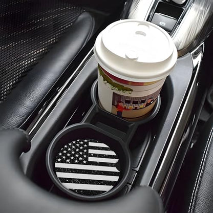 American Flag Retro Car Cup Holder Coasters 2 Pack 2.63" for Women - color: White