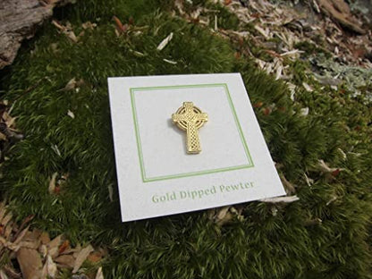 Jim Clift Design Celtic Cross Gold Lapel Pin