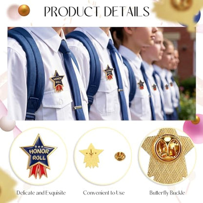 Knitgrip Award Lapel Pins Bulk Academic Recognition Enamel Pins Honors Gift for Student Office Government Club Members - style: Honor Roll