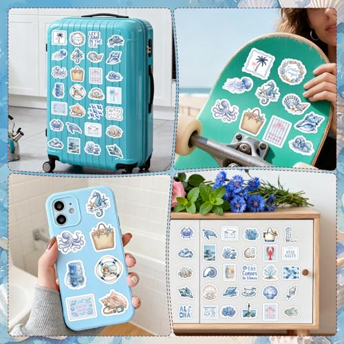 50 Pcs Beach Coastal Granddaughter Stickers Blue Ocean Decals - style: Beach Coastal
