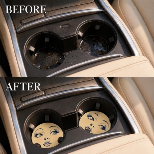 Car Coasters for Cup Holders, Beauty Lover Car Coasters Set of 2, B14 - color: Moon