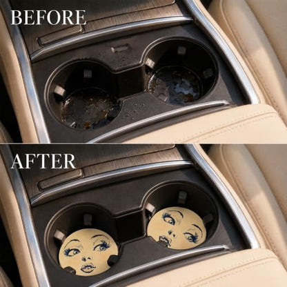 Car Coasters for Cup Holders, Beauty Lover Car Coasters Set of 2, B14 - color: Moon