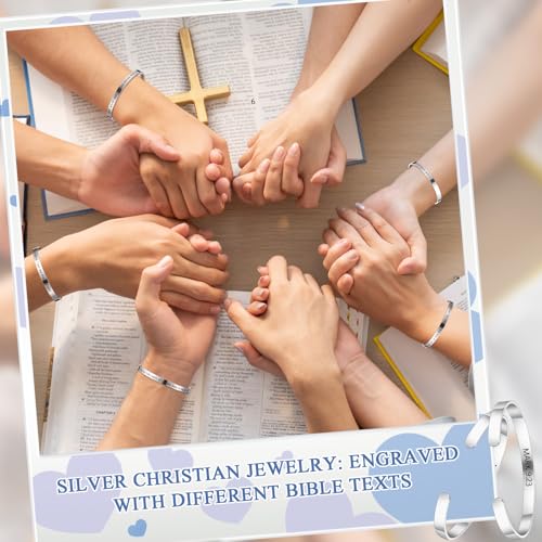 MTLEE 30 Pcs Inspirational Cuff Bracelets Bulk Gifts for Women Motivational Bible Verse Bracelet Silver Personalized - style: Lection