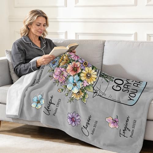 Christian Religious Gifts for Women, Grey Christian Blanket 80''x 60'' - color: Grey, size: 80"x60"