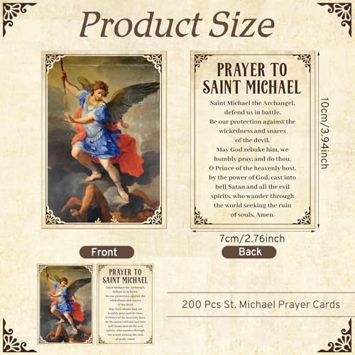 Motiskyy 200 Pcs St. Michael The Archangel Saint Catholic Prayer Cards Bulk - style: St. Michael